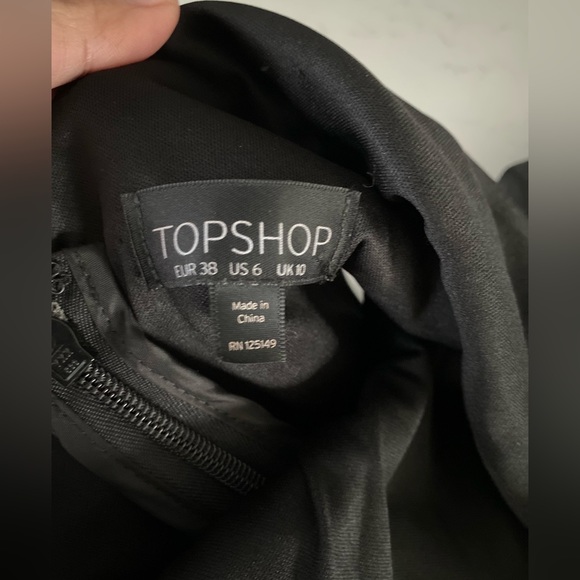 Topshop Black Vegan Faux Leather Cutout Pleated Mini Little Cocktail Dr… - Picture 7 of 10